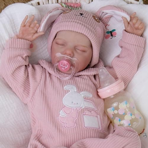 Milidool Lifelike Reborn Baby Dolls- 18-Inch Realistic Poseable Newborn Baby Girl Dolls,Soft Cloth Body Real Life Baby Doll with Gift Box for Kids Age 3 + - Image 1