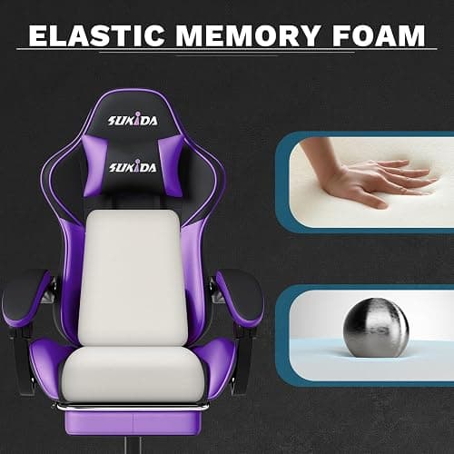 Ergonomic Video Gamer Chairs Gaming Computer Chair Gamer Chairs for Adults Massage Lumbar Support Swivel Height Adjustable Headrest Backrest thumbnail 7