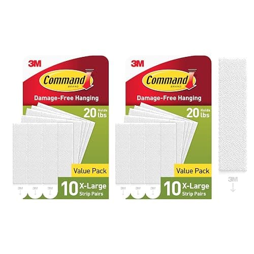 Command 20 lb XL Heavyweight Picture Hanging Strips 20 Pairs (40 Strips), Damage Free Hanging Picture Hangers, Heavy Duty Great for Home Decor, White Adhesive - Image 1