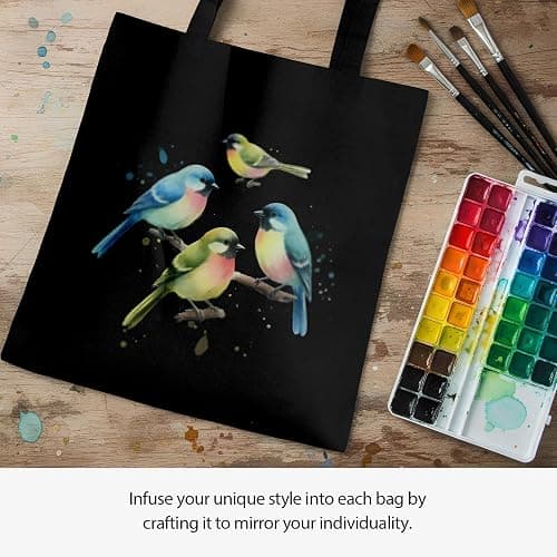 MOLOVA 1 Pack Premium Canvas Reusable Tote Gift Bags,Made of Natural Canvas with Handle,Work,DIY,Shopping(Black*1) thumbnail 3