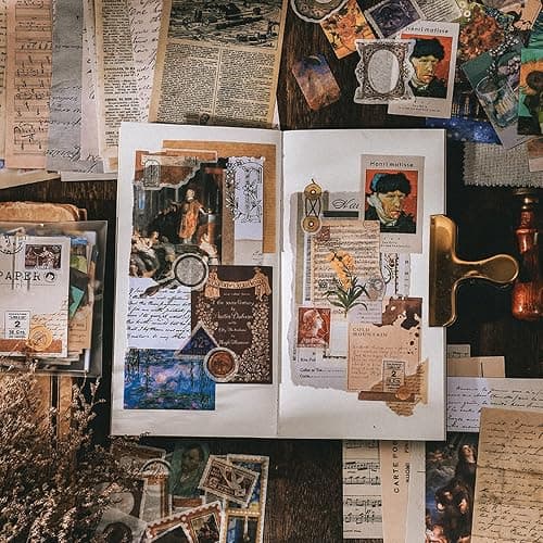 200PCS Vintage Scrapbooking Supplies Kit for Journaling,Bullet Journals Junk Journal Planners Aesthetic Cottagecore Room Decor Wall Art Collage Album(Artistic) thumbnail 2