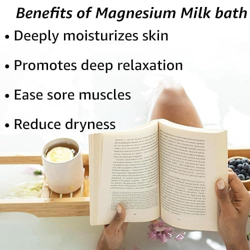 Creamy Magnesium Milk Bath Soak Powder Moisturize Soften Skin Coconut Vanilla Shea Butter Luxury Spa Bath Salt Relaxation Selfcare Gifts for Women thumbnail 2
