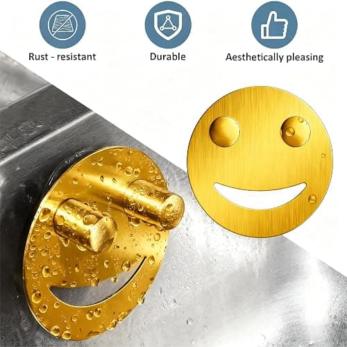 Yoshiky Stainless Steel Smiley Face Sponge Holder, Silver Sink Caddy Organizer Storage with Suction Cup for Kitchen, Kitchen Accessories Decor Scrubber-Gold thumbnail 5