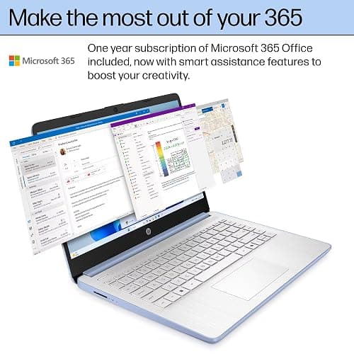HP 14 Laptop Student Business 2025 Flagship Computer, AI Copilot, 4-Core 13th Gen Intel CPU, 16GB RAM 628GB Storage (128GB UFS+ 500GB Ext), 1-Yr Office 365, Long Battery HubxcelAccessory Win 11S Blue thumbnail 4