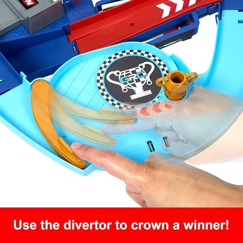 Mattel Disney and Pixar Cars Playset with 2 Toy Cars, Lightning McQueen & Francesco Bernoulli, GRC Jumping Raceway Track Set with Kid-Powered Booster thumbnail 5