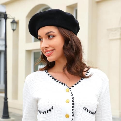 Wheebo Wool Beret Hat,Solid Color French Style Winter Warm Cap for Women Girls Lady thumbnail 7