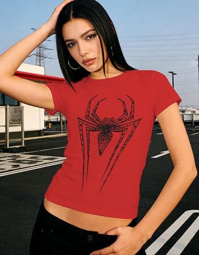 Sipder Print T Shirts for Women Short Sleeve Shirts Summer Tops Casual for Women 2024 thumbnail 5
