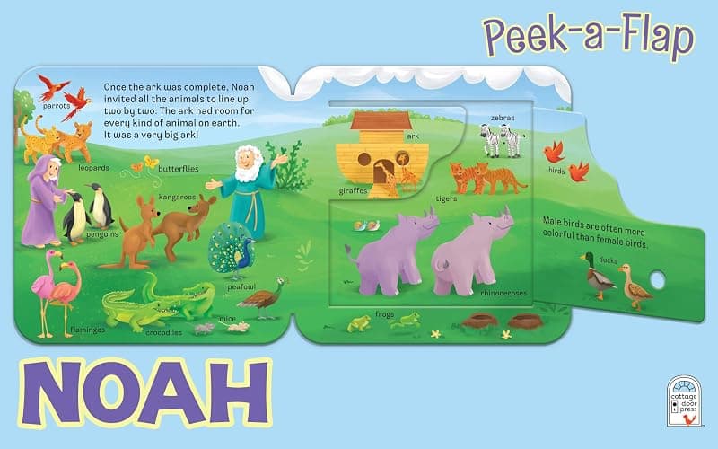 Peek-a-Flap Noah - Children's Lift-a-Flap Board Book Gift for Easter, Christmas, Communion, Baptism (Little Sunbeams) thumbnail 3