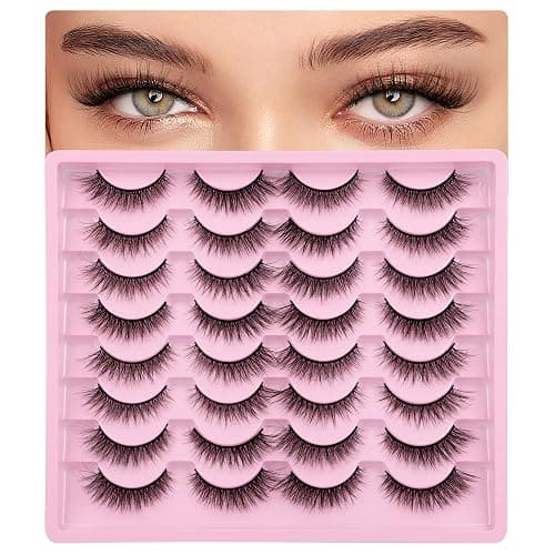 Lashes Natural Look Wispy Fasle Eyelashes 12mm Short Faux Mink Eyelashes Cat Eye Natural Strip Lashes Pack by Zegaine 16 Pairs thumbnail 4