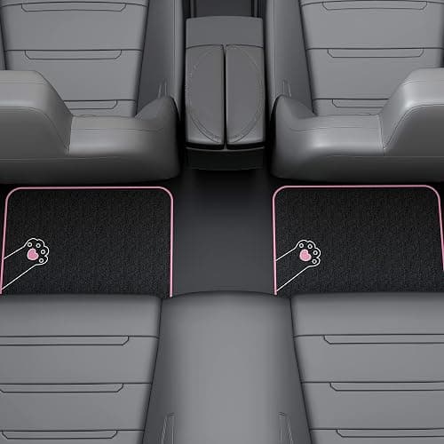 August Auto Universal Fit Cute Cat Carpet Car Floor Mats, Fit for Sedan, SUVs, Truck, Vans,Set of 4(Pink) thumbnail 4
