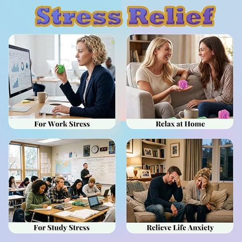 VOMAOK 4 Pack Cube Stress Balls,Slow Rising Squishy Toys for Adults Kids,Sensory Fidget Toy for Stress Relief,Classroom Prizes,Party Favors thumbnail 4