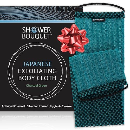 Japanese Exfoliating Washcloth for Back & Body - Charcoal & Silver Ion Exfoliating Towel - Two-Sided Gentle Exfoliation - Image 1