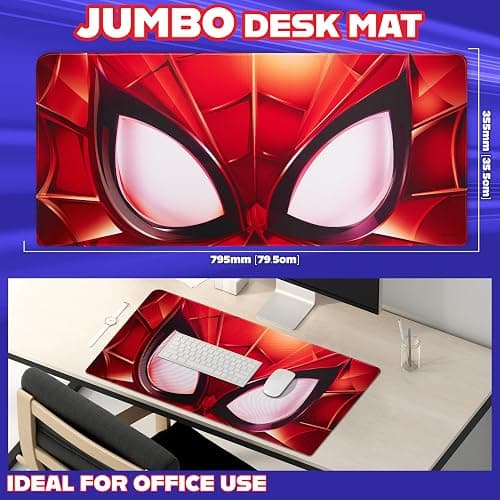 Marvel Spiderman Desk Mat Large Mouse Mat 31.2 x 13.9” Desk Protector Mat PC Laptop Keyboard Gaming & Office Supplies Non Slip - Spiderman Gifts for Men (Red Spiderman) thumbnail 3