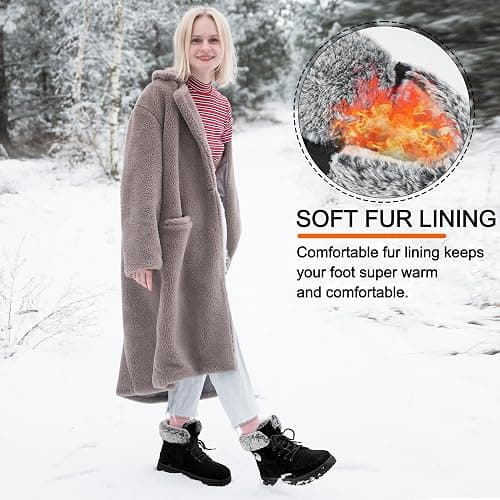 Warm Boots for Women Waterproof Booties Anti Slip Shoes Women Snow Boots Winter Shoes with Fur Lined thumbnail 5
