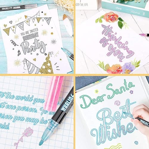 Whaline Outline Shimmer Markers 12 Colors Double Line Outline Pens Stocking Stuffers for Teen Girl Gifts Trendy Stuff Glitter Metallic Gel Pens for Birthday Christmas Card Journaling Drawing Crafting thumbnail 6