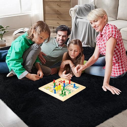 Shag Area Rugs for Bedroom Living Room,5X8 Ultra Soft Fluffy Area Rugs for Dorm,Indoor Carpet Nursery Rugs for Kids Girls Room Home Decor, Black thumbnail 7