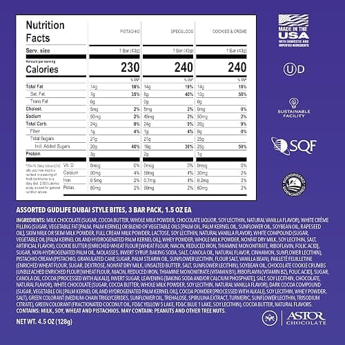 Gudlife Dubai Chocolate Pistachio 3-Pack | Rich Nutty Pistachio Creme with Mega Crunch in Belgian Milk Chocolate | Gourmet Dubai-Inspired Bites | 3 x 1.5oz Premium Treats thumbnail 2