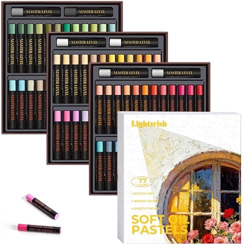 LIGHTWISH Professional Oil Pastels, 77 Floral Theme Colours Soft Oil Pastel | (78 Count Including 2 White Sticks), Smooth High Lightfast Pastels for Artists Students Beginners, Premium Art Gift Box - Image 1