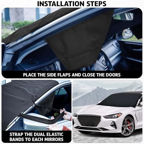 Autovir Windshield Cover for Ice, Snow & Frost Protection (69x42 inches) | All-Weather Car Windshield Protector for Sedans, SUVs & Hatchbacks thumbnail 5
