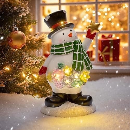 GIGALUMI Solar Snowman Christmas Decorations Outdoor Porch 9 inch, Outdoor Snowman Christmas Decor, Christmas Figurines and Statue with LED for Porch Garden Patio, Unique Gifts for Mom Grandma thumbnail 4