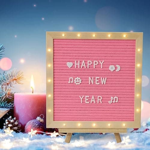 Pink Felt Letter Board with Stand, Built-in LED Lights With Tripod Stand and Wall Mount Hanger for Party Home Decor(10x10),Menu Board, 340 Letters for Custom Sign Messages, Party Planning (Pink) thumbnail 6
