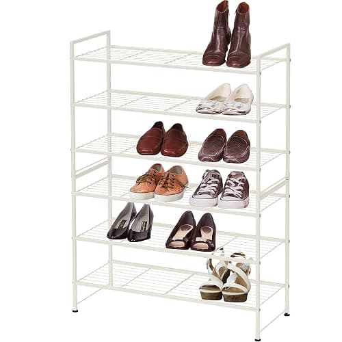 Simple Houseware 3-Tier Stackable Shoes Rack Storage Shelf, White thumbnail 3