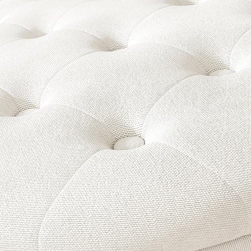 YUUIJOAA 30 Inch Round Storage Ottoman,Modern Tufted Ottomans,Circular Coffee Table with Removable Top,Upholstered Large Ottoman with Storage Footrest Stool for Bedroom Living Room (White) - White thumbnail 4