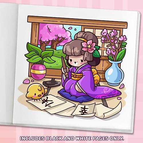 Cozy Japan: Cute Coloring Book for Adults and Teens with Charming Characters and Delightful Japanese Scenes for Relaxation thumbnail 3
