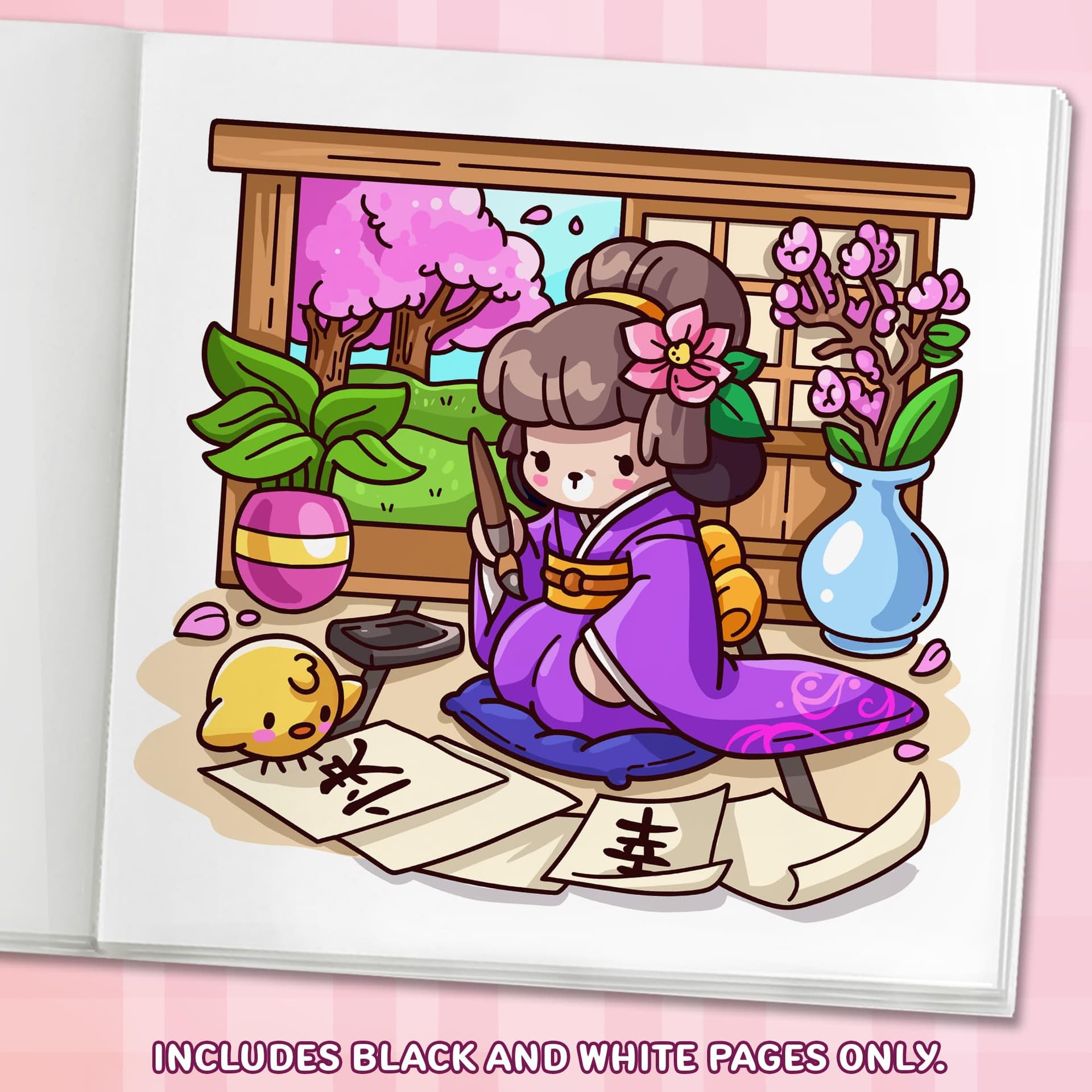 Cozy Japan: Cute Coloring Book for Adults and Teens with Charming Characters and Delightful Japanese Scenes for Relaxation thumbnail 3
