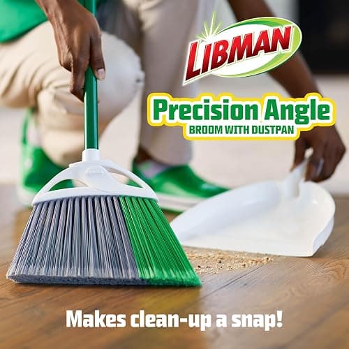 Libman FlexTech Broom with Dustpan Combo Set for Sweeping Indoor and Outdoor Floors, Pet, Dog Hair Broom, 55” Precision Angle Broom, 3 Piece Handle, 11" Wide, 10.25" Wide Dust Pan thumbnail 2