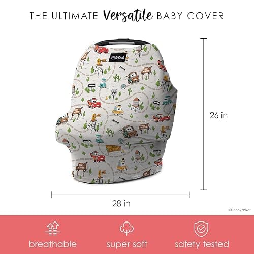 Milk Snob Original Disney 5-in-1 Baby Cover, Breastfeeding, Car Seat, Carrier, Stroller, High Chair, Shopping Cart, Canopy, Baby Shower Gender Neutral Gifts, Nursing Top (Pixar Cars) thumbnail 3