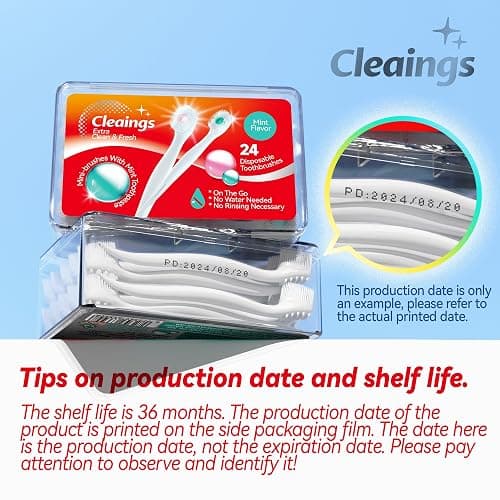 cleaings® Mini Brushes-Disposable Toothbrushes with Toothpaste and Pick for Work or Travel, 24 Count (Mint Flavor（Pack of 1）) thumbnail 2