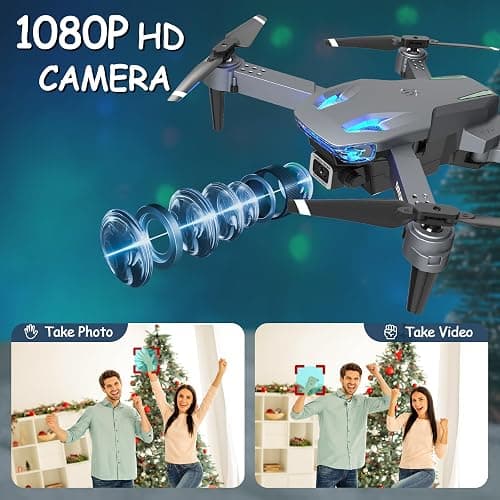 Wipkviey T28 Drone with Camera for Adults 1080P, Foldable RC FPV Quadcopter for Beginners, with Altitude Hold, 3D Flips, Gesture Selfie, Waypoint Flight, 2 Batteries, Ideal Gift for Kids, Boys & Girls thumbnail 2