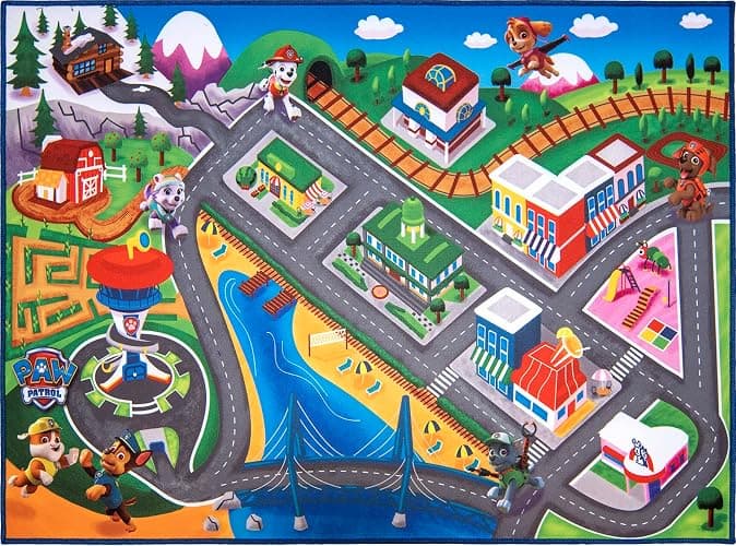 Gertmenian Nickelodeon Paw Patrol Town Tower Interactive Rug Includes 2x Cars feat. Chase and Marshall Suitable for Classroom, Nursery, Bedroom, or Play Area 40x54in Medium, 32500 thumbnail 6