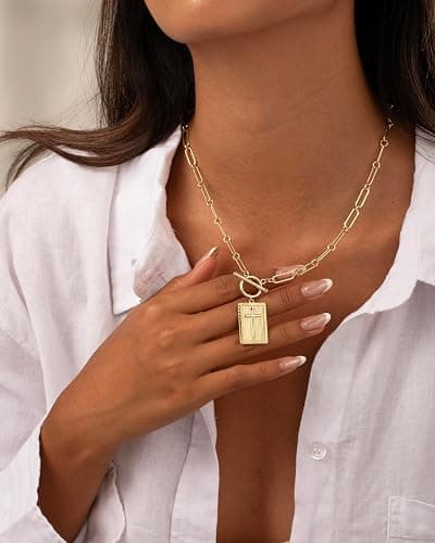 Robaice 14K Gold Plated and Silver Plated Cross Necklace for Women, Non-Tarnish Faith Jewelry with Toggle Clasp, Fashion Necklace Gifts for Women, Christian Faith, Communion, Birthday & Christmas thumbnail 3