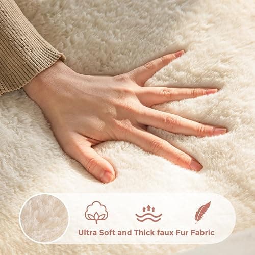 MAXYOYO Bean Bag Chair for Adults, Floral Shaped Bean Bag Sofa, Ultra Soft Faux Fur Floor Sofa, Large Reading Chair for Living Room Bedroom, Beige, Single thumbnail 4
