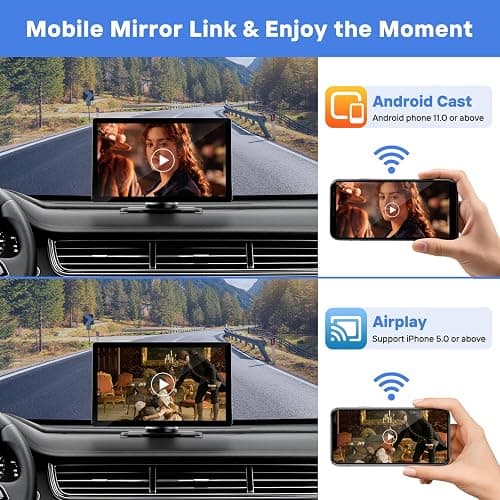 9" Wireless Apple Carplay Screen for Car with 4K Dash Cam, Portable Apple Carplay & Android Auto with 1080p Backup Camera DVR, Voice Control/GPS Navigation/Mirror Link/BT, Pallet of Product thumbnail 8