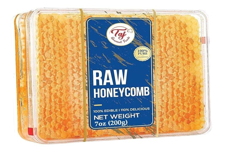 Taj Gourmet All Natural Raw Honeycomb 100% Honey Pure Turkish Raw Honey Comb -100% All Natural Edible Honey Combs Raw Edible - Perfect For Healthy Smoothies Honey With Honeycomb, 200g (7.05oz) - Image 1