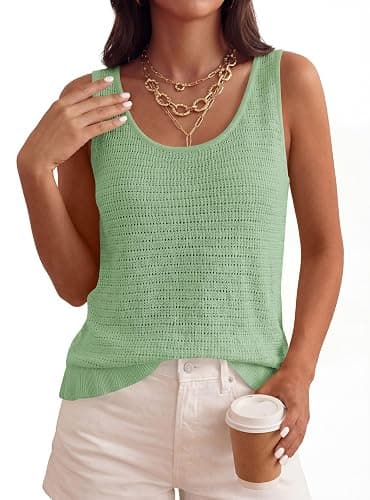 PRETTYGARDEN Crochet Tops for Women 2026 Resort Wear Cute Summer Boho Knit Sleeveless Sweater Vest Tank Tops Spring Outfits thumbnail 6