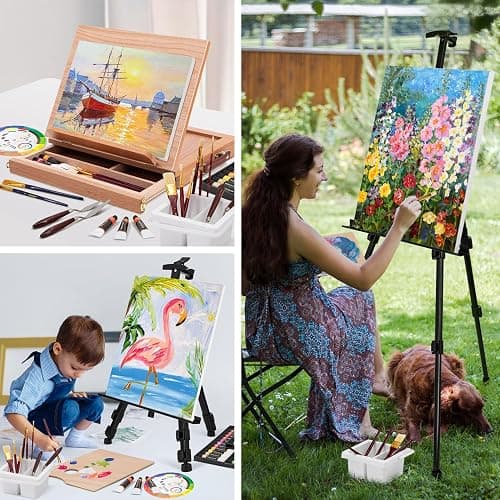 149Pcs Deluxe Artist Painting Set with Aluminum and Beech Wood Easel, 48 Colors Acrylic & Oil Paints, 24 Colors Watercolor Paints, Art Paint Supplies for Artists, Beginner & Adults thumbnail 7
