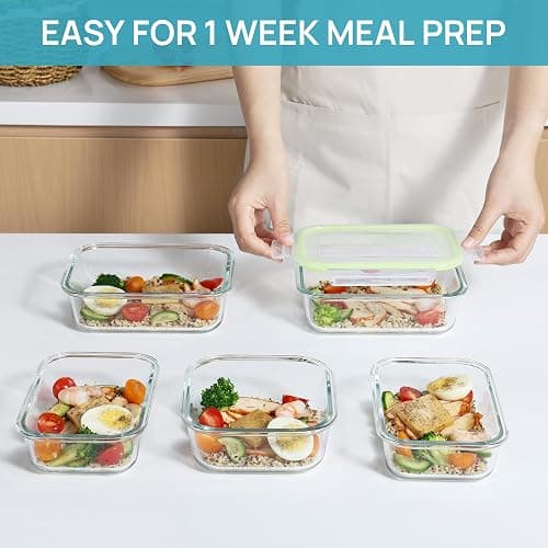 Vtopmart 8 Pack Glass Food Storage Containers with Lids (Grass Green) thumbnail 4