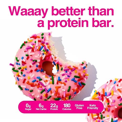 Legendary Foods Protein Donuts - 22g Protein, Pink Sprinkle, Zero Sugar Snack, Gluten Conscious, Low Carb, Keto Suitable, Diabetic and GLP-1 Diets - 8 Pack with Two Donuts per pack thumbnail 3