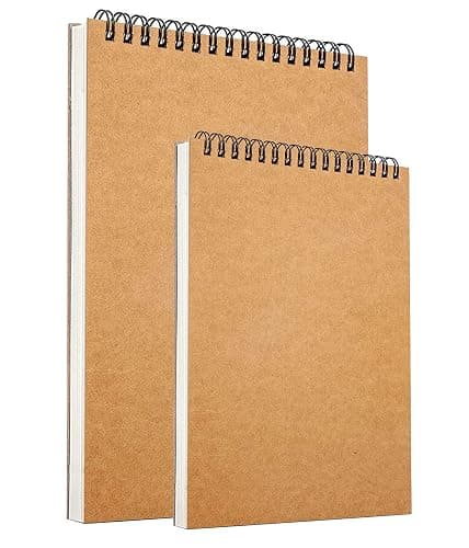 2Pack A5 A4 Sketch Books Hard Back Cover A4 A5 Spiral Bound Hardback Sketch Pad 160gsm Recycled Cartridge Paper, 2Pack - Image 1