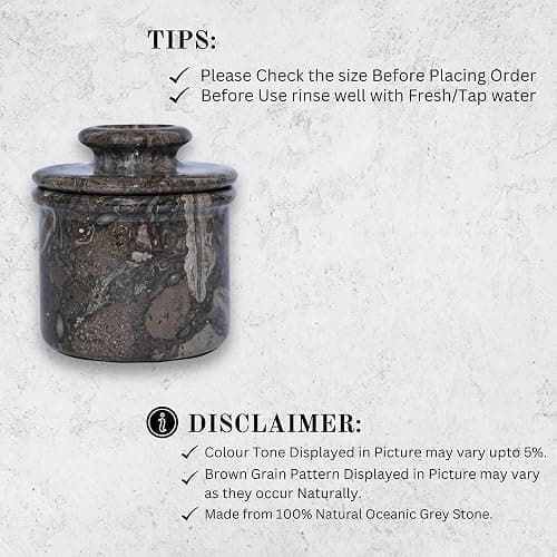 Oceanic Marble Butter Crock with Lid: 4" Gray Marble Handmade Butter Storage Dish - Stylish Kitchenware thumbnail 7