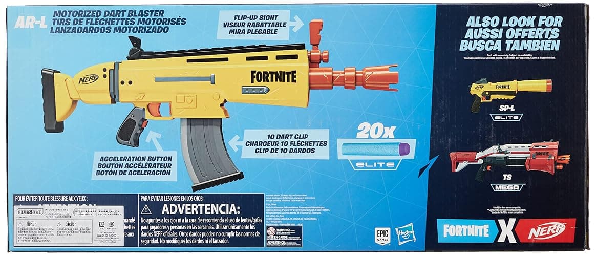 Fortnite AR-L Nerf Elite Dart Blaster - Motorized Toy Blaster, 20 Official Nerf Fortnite Elite Darts, Flip Up Sights - for Youth, Teens, Adults thumbnail 6