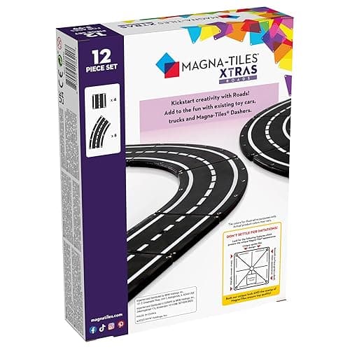 MAGNA-TILES XTRAS: Roads 12 Piece Magnetic Construction Set, The ORIGINAL Magnetic Building Brand thumbnail 2