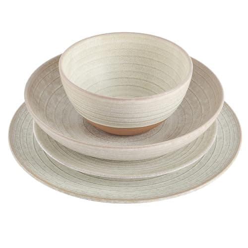 Gibson Elite 16 Piece Dreamweaver Double Bowl Terracotta Reactive Dinnerware Set - Sand Cream, Service for 4 (16pcs) thumbnail 6