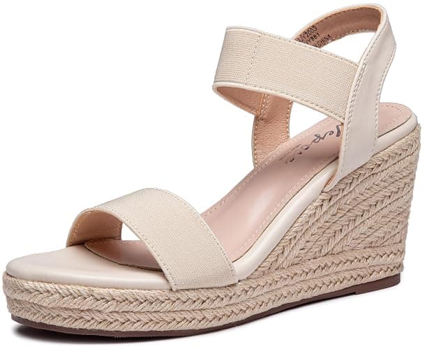 Vepose Women's Open Toe Espadrille Wedge Sandals with Ankle Strap | Dressy casual slip on platform strappy sandals , cute casual summer shoes styling for daily weddings travel - Image 1