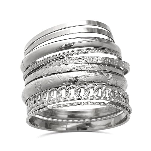 ÌF ME Gold Bangle Bracelets for Women, Indian Bangles Stackable Set, Multi Layer Textured 14K Gold Plated Chunky Bracelets Boho Jewelrys Set - Image 1