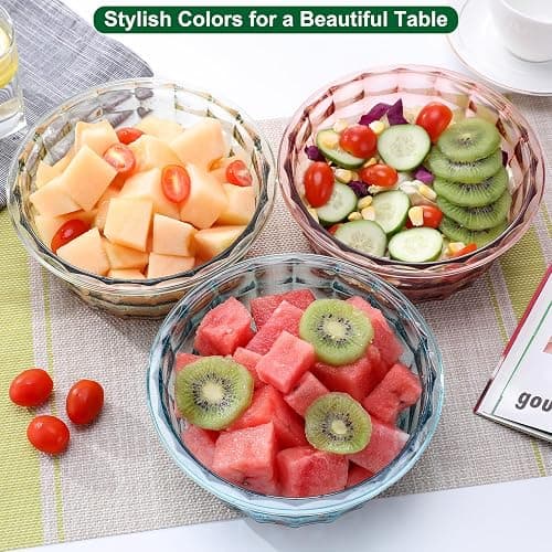 Taiuloo 3-Piece Salad Bowls with Lids, BPA Free Plastic Meal Prep Containers To Go for Lunch, Kitchen Food Storage & Serving Bowls for Salad, Snack, Fruit, Veggie, Pink thumbnail 2